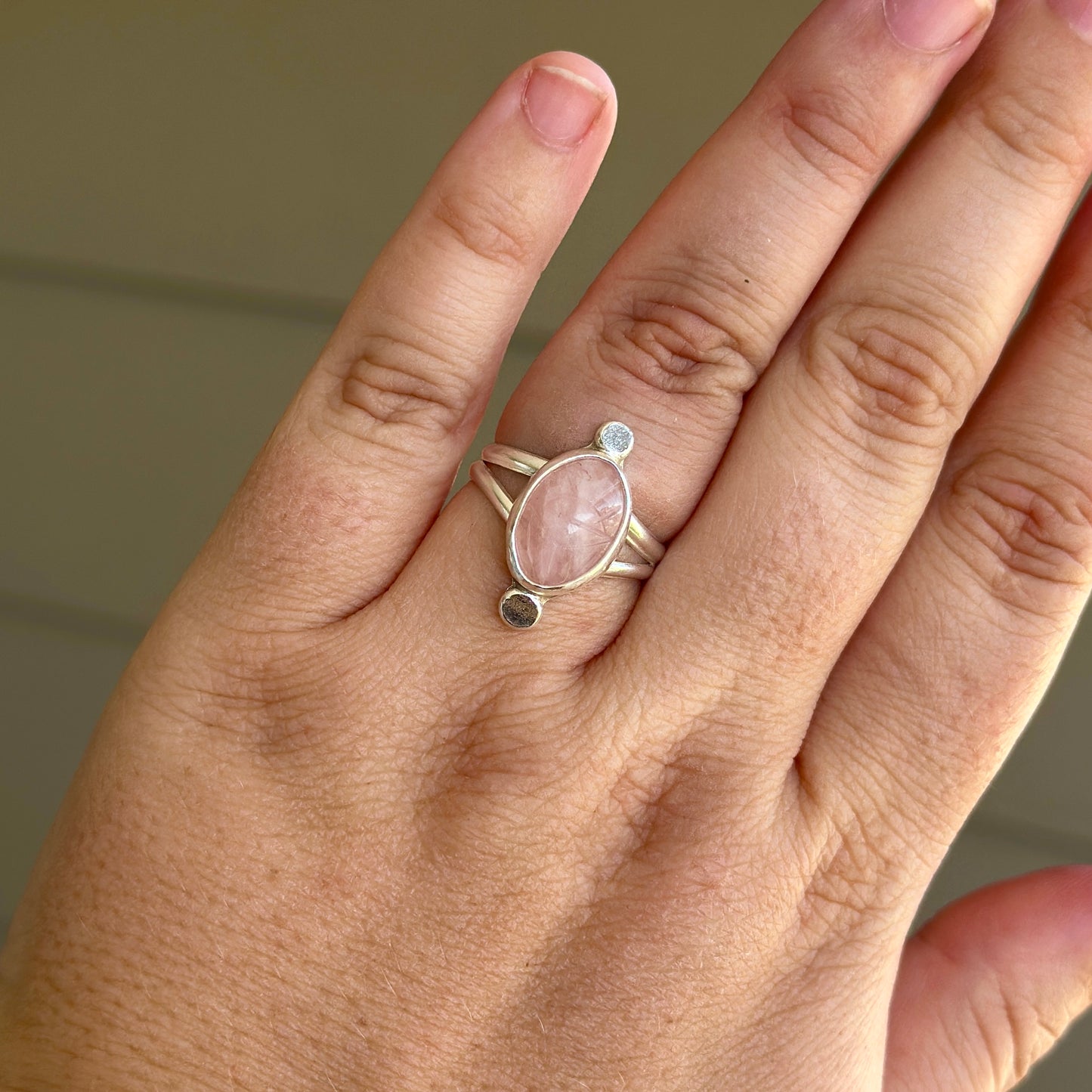 76. Rose Quartz Size 9 Ring