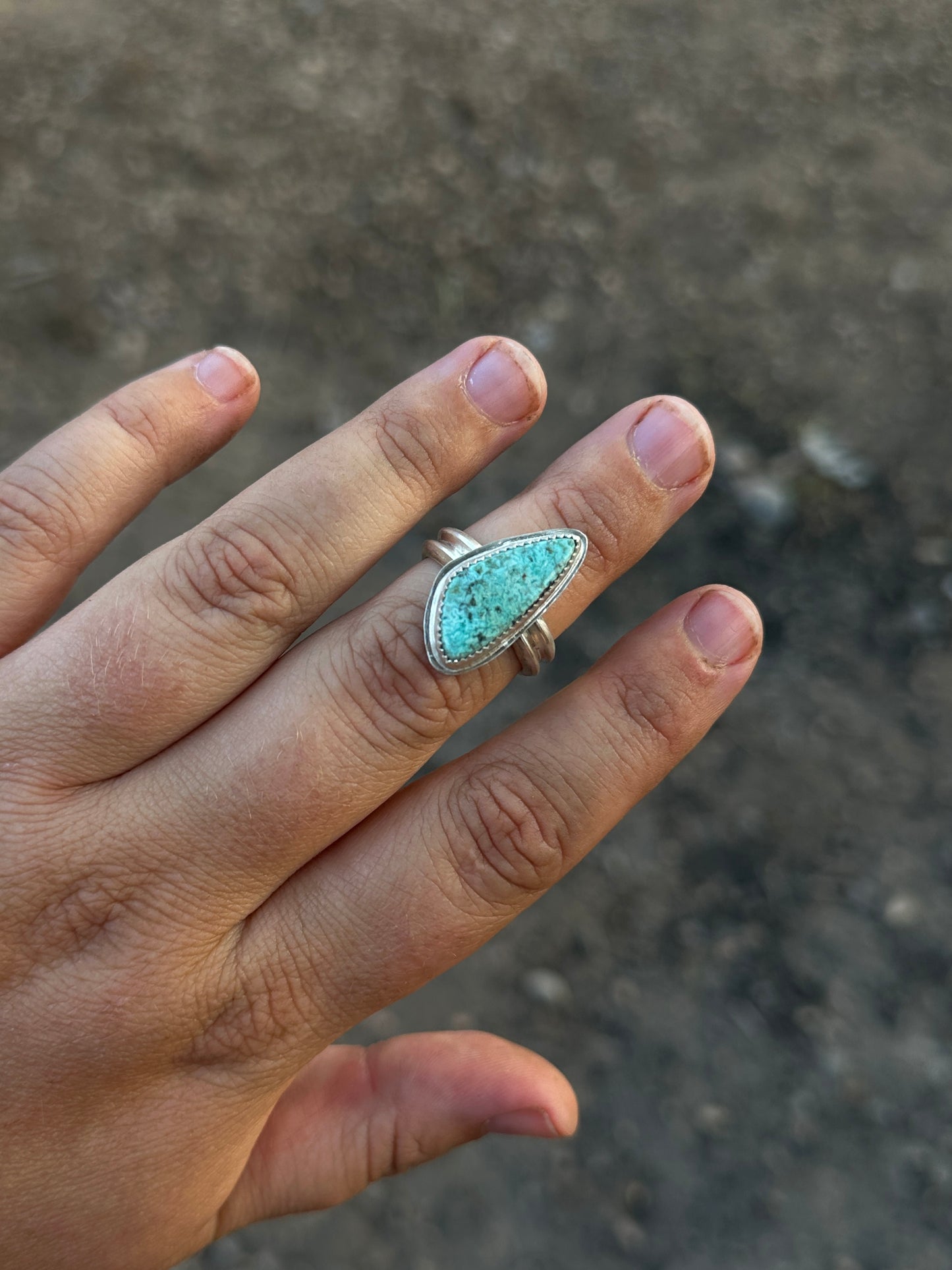109. Size 9 Turquoise Teardrop Ring