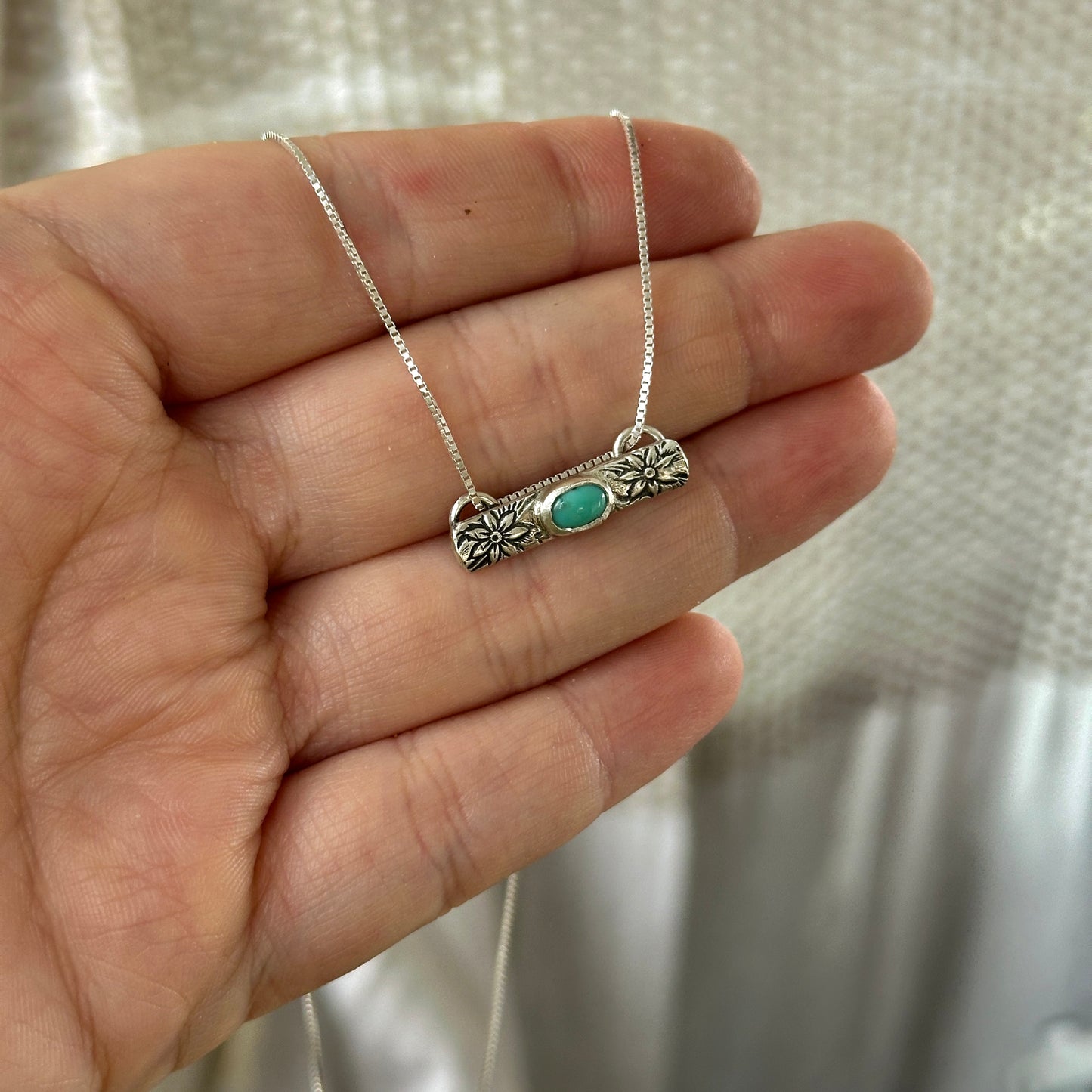 219. Turquoise Necklace on 18” Sterling Silver Chain