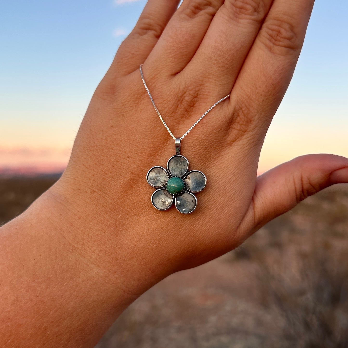 198. Turquoise Pendant on 18” Sterling Silver Chain