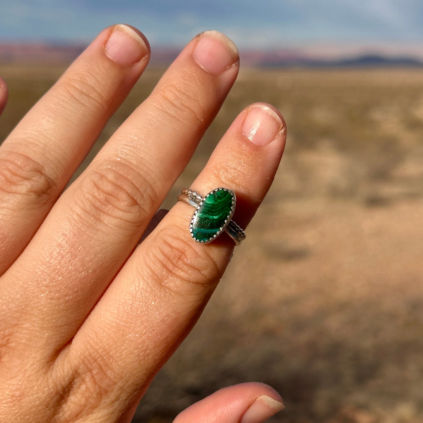 C10. Malachite Size 7.5 Ring