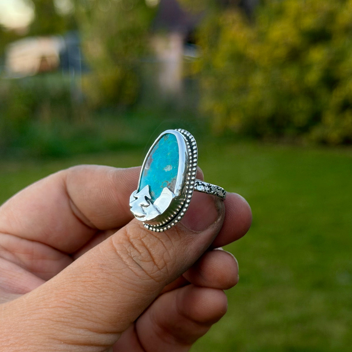 Turquoise Mountainscape Ring - Size 8
