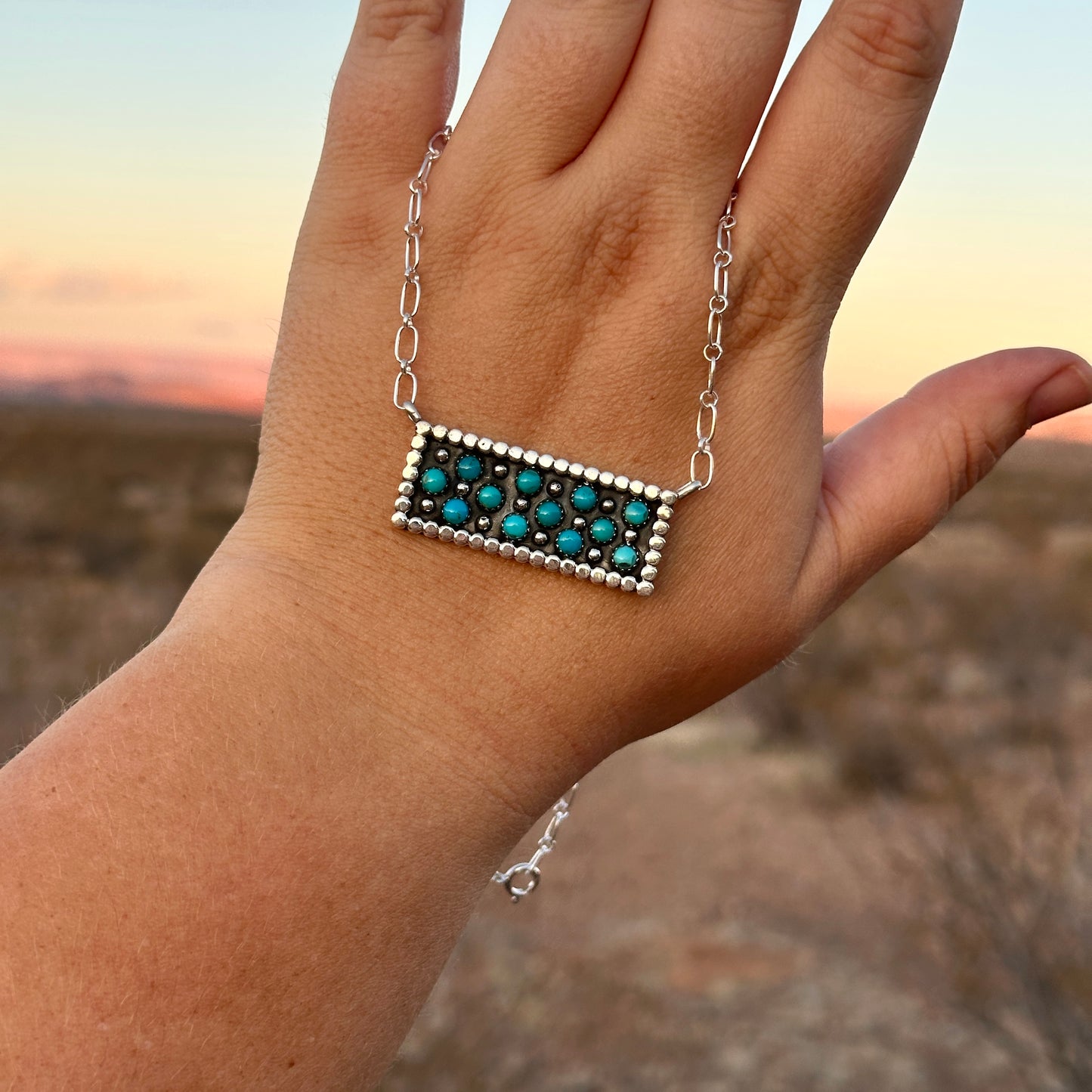 199. Turquoise Pendant on 18” Sterling Silver Chain