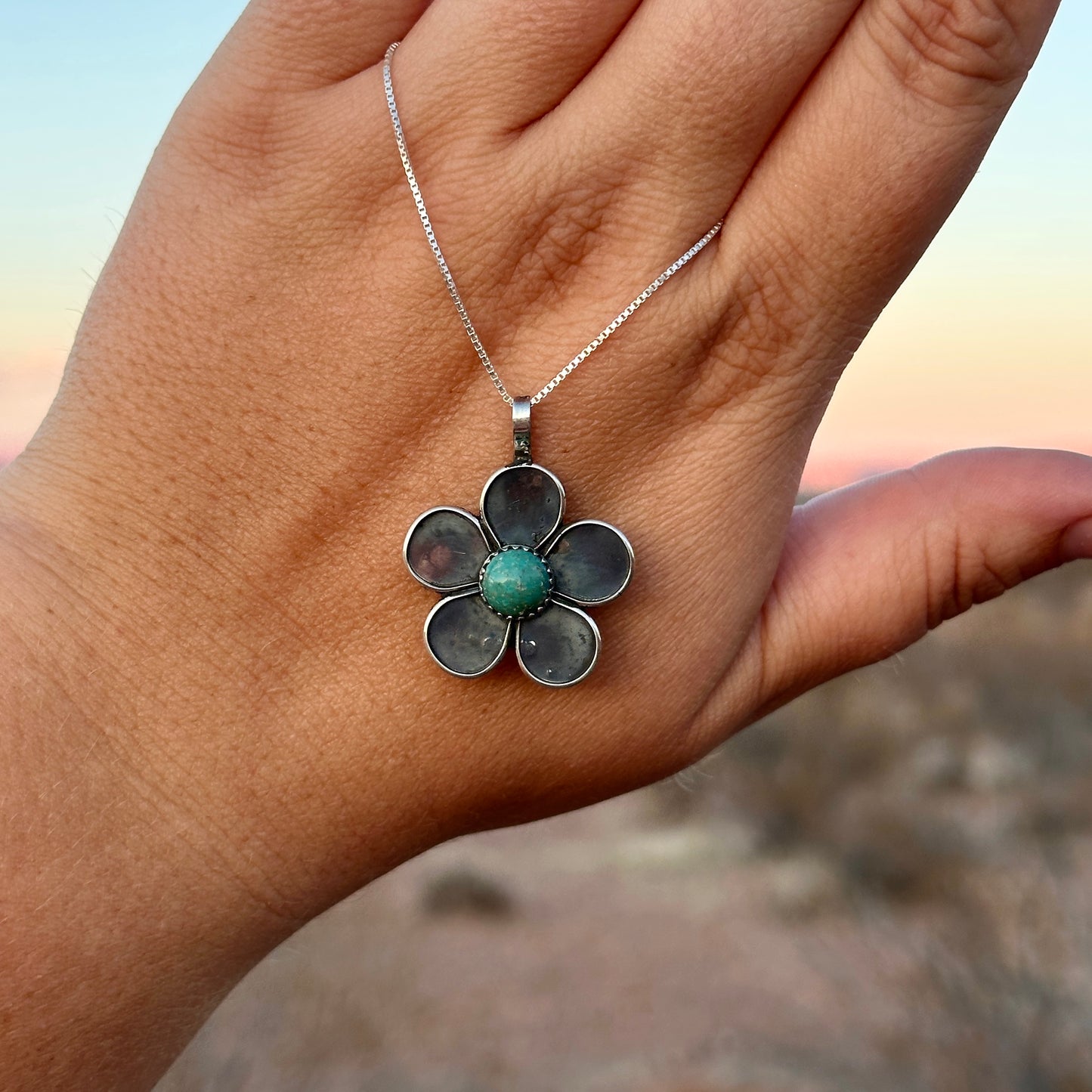 198. Turquoise Pendant on 18” Sterling Silver Chain