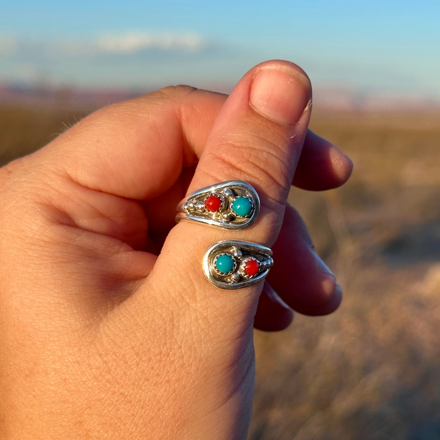 18. Adjustable size Turquoise and Coral