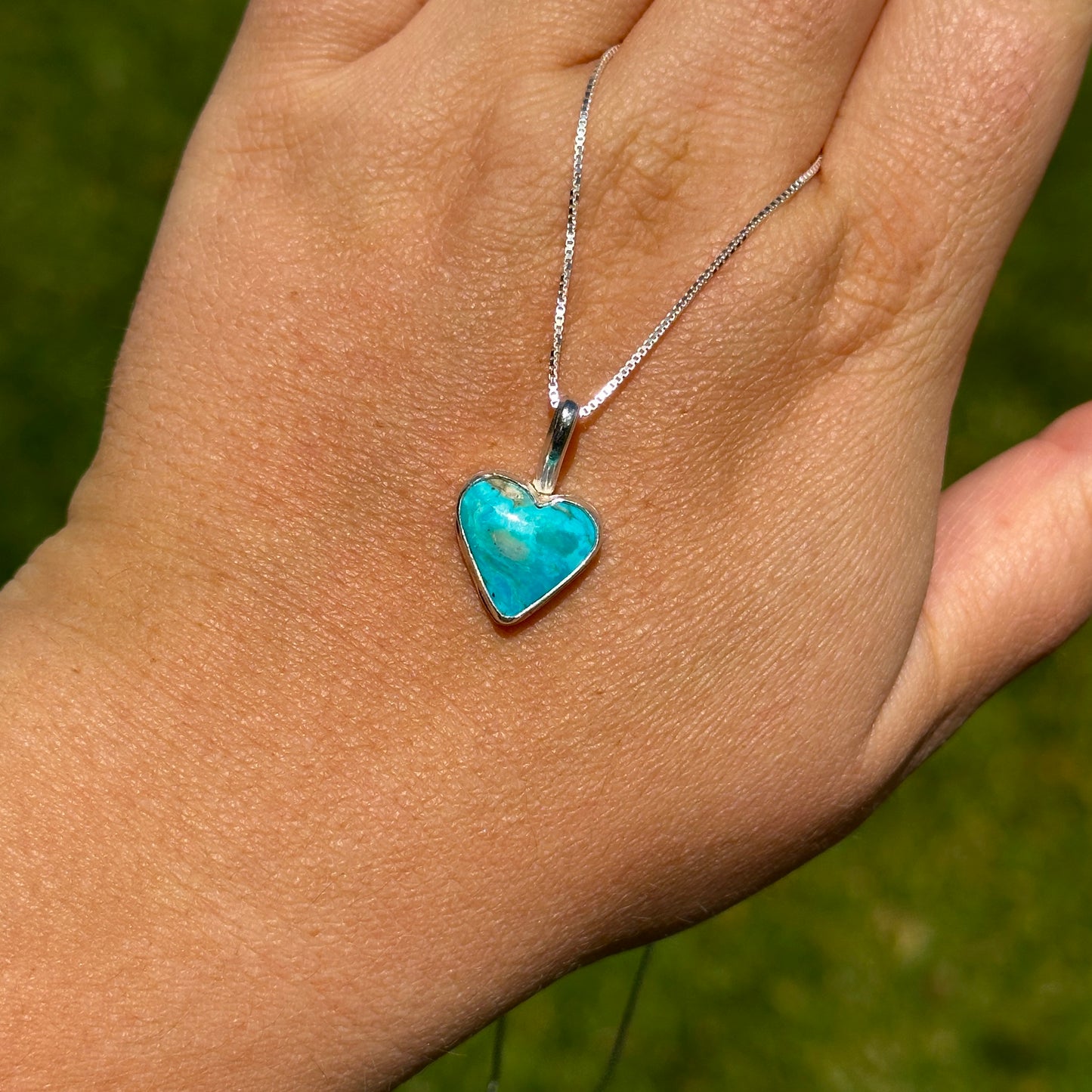 96. Turquoise Pendant with 18” Sterling Silver Chain