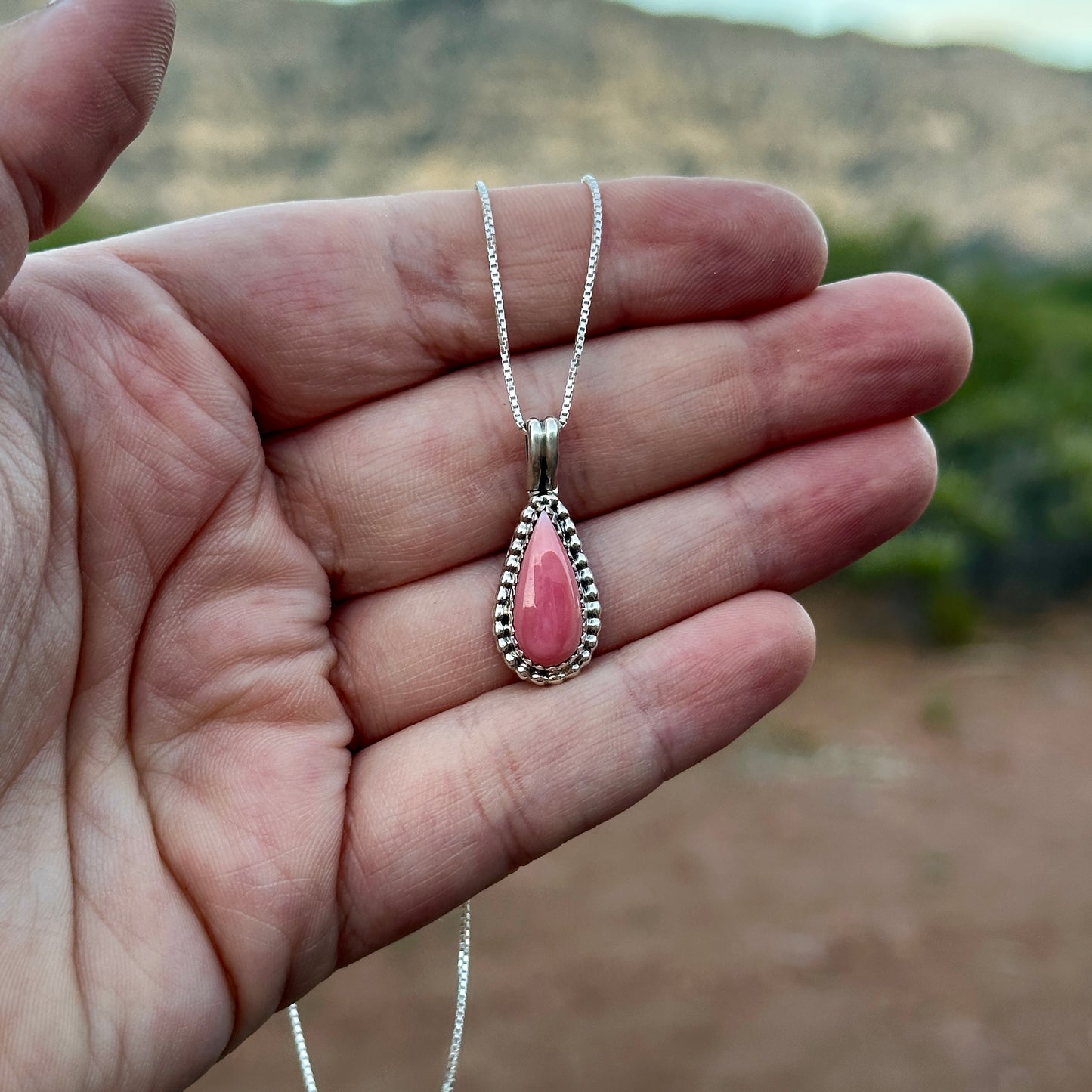 175. Pink Conch Pendant on 18” Sterling Silver Chain