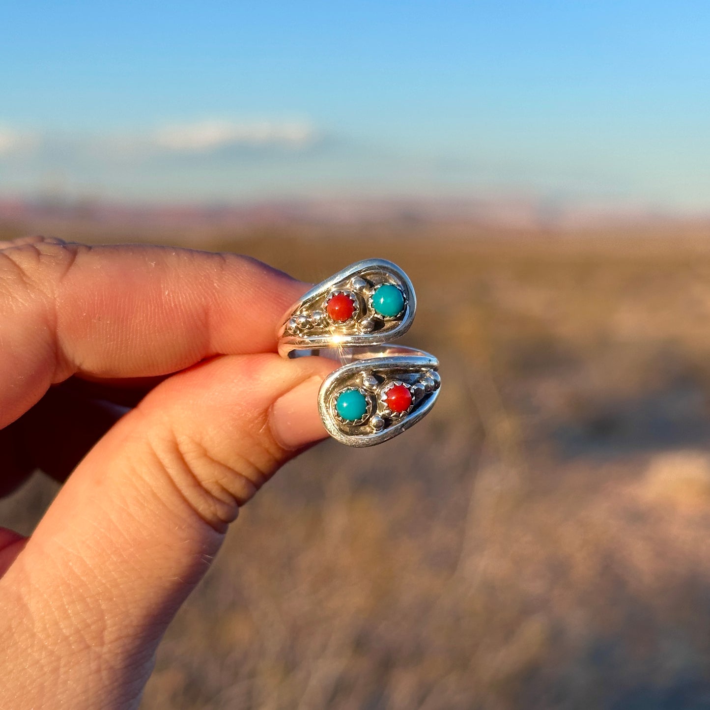 18. Adjustable size Turquoise and Coral