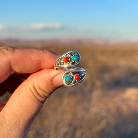 18. Adjustable size Turquoise and Coral