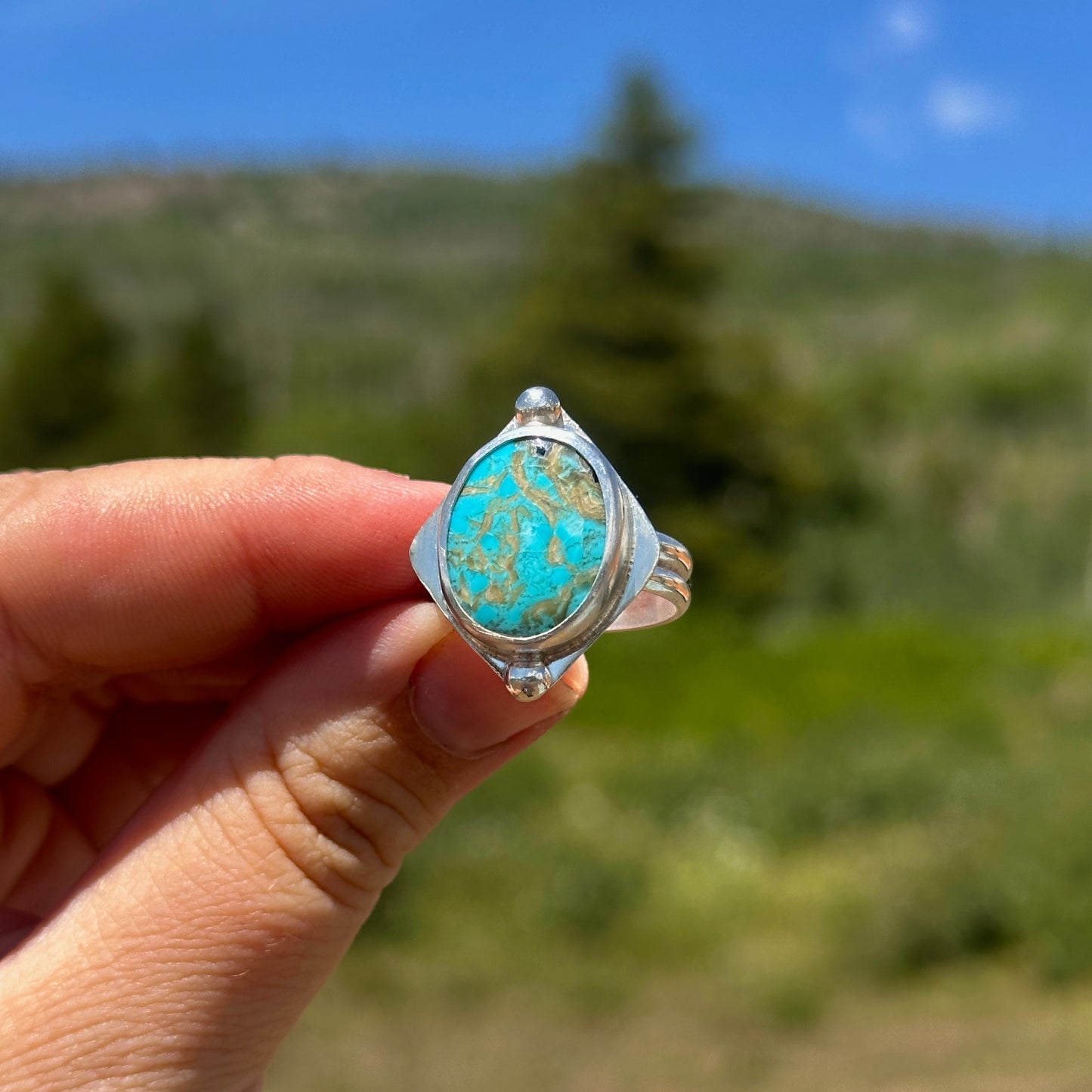 113. Size 8.5 Turquoise Ring