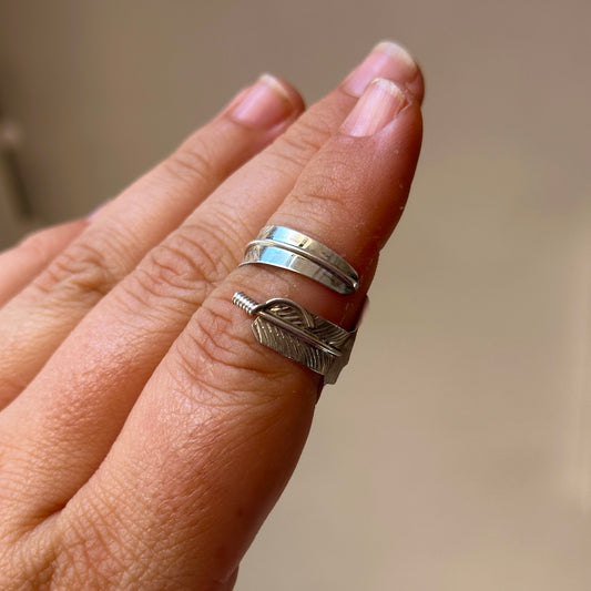 C11 Adjustable Size Sterling Silver Feather