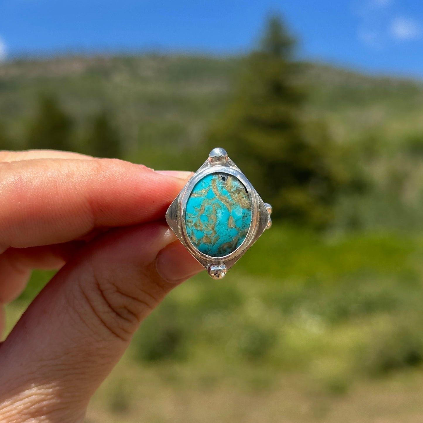113. Size 8.5 Turquoise Ring