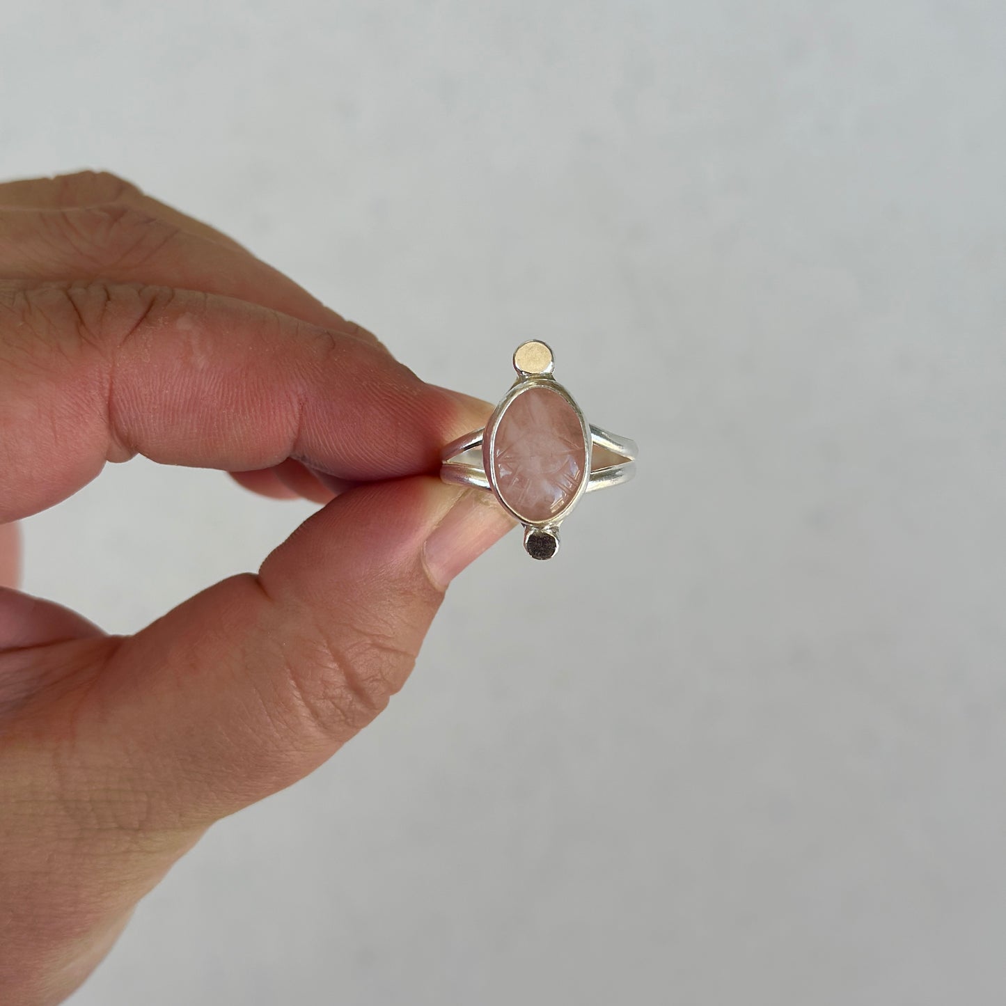 76. Rose Quartz Size 9 Ring