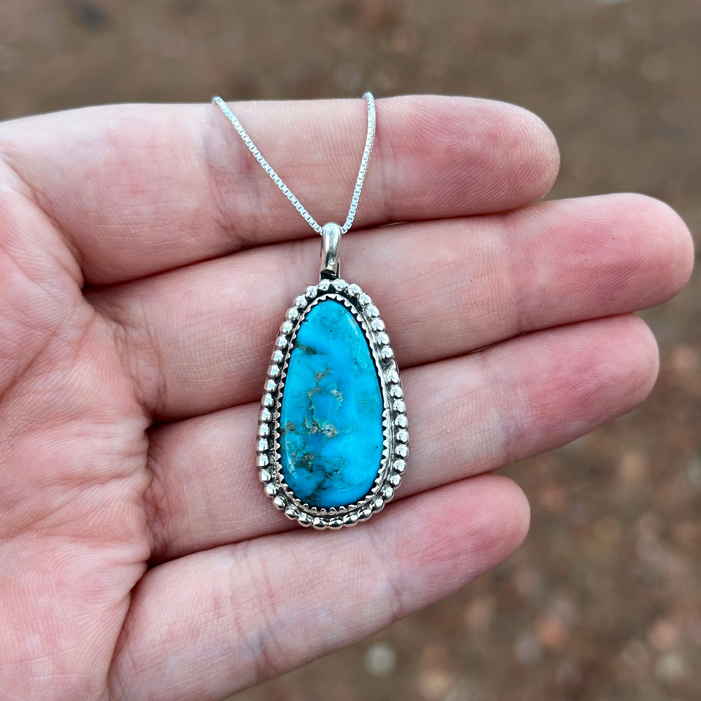 156. Turquoise Pendant on 18” Sterling Silver Chain