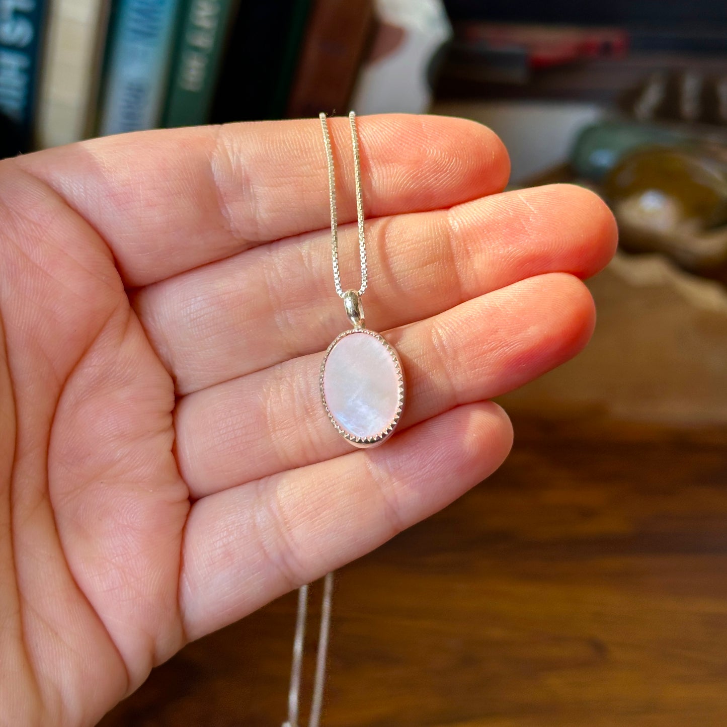 44. Mother Of Pearl Pendant on 18” Chain