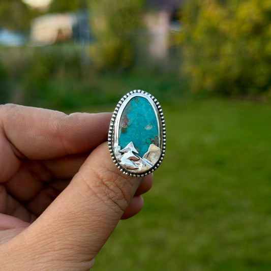 Turquoise Mountainscape Ring - Size 8