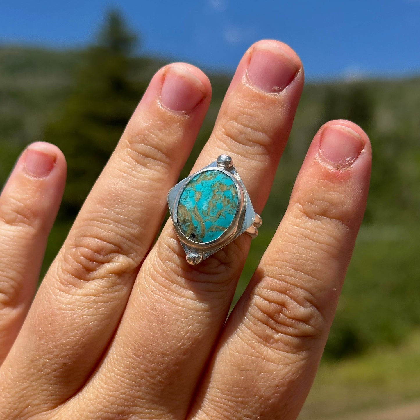 113. Size 8.5 Turquoise Ring