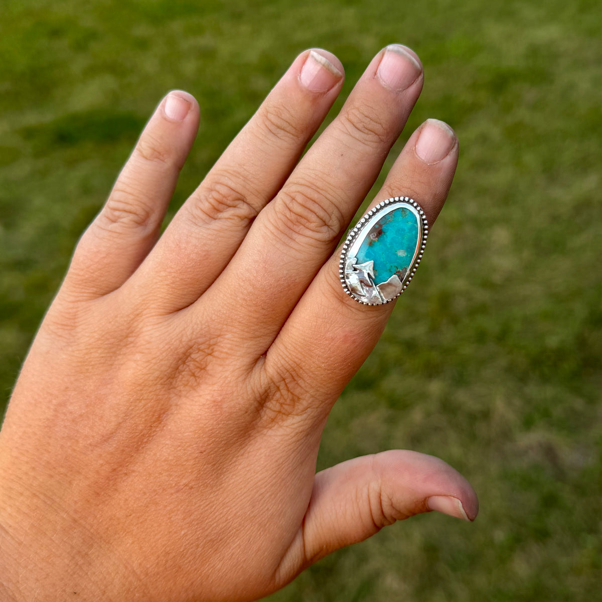 Turquoise Mountainscape Ring - Size 8
