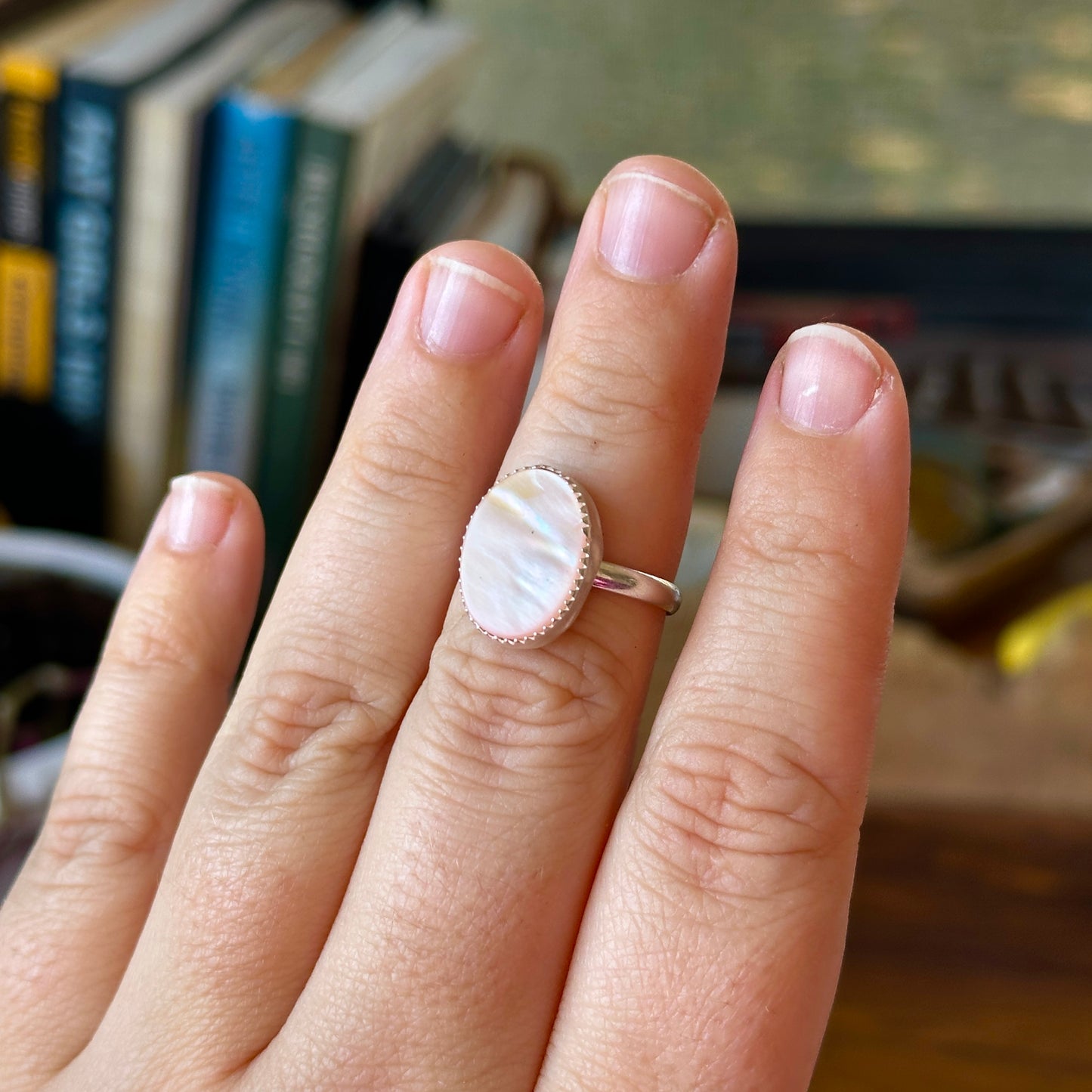 56. Mother of Pearl Size 8.5 Ring