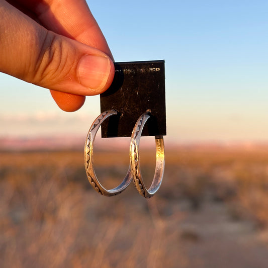 179. Stamped Silver Hoop Earrings