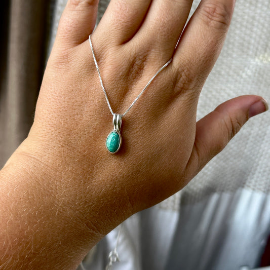221. Turquoise Pendant on Sterling Silver 18” Chain