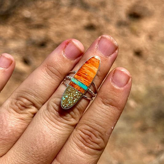 A7 Size 8 Turquoise/Spiny Inlay